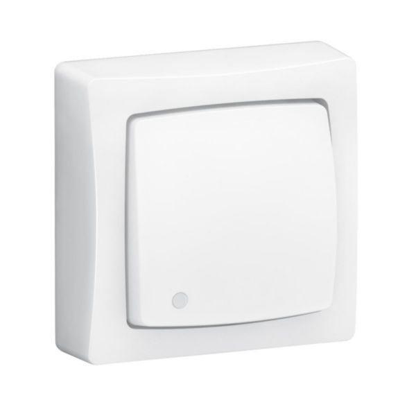 Single button push-button Complete surface-mounted switchgear - White (plug-in) image 1