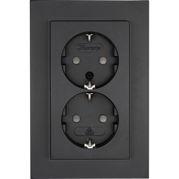 HK07 - protective contact socket, 2-way, increased contact protection, color: anthracite image 1