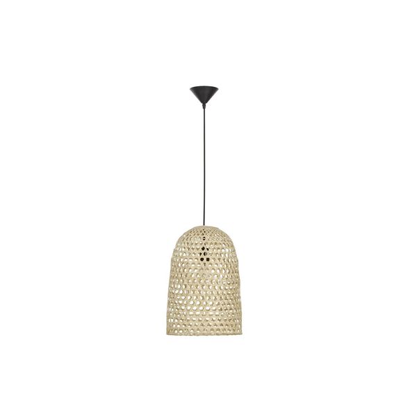 Natural Rattan  Black Fabric Wire & Base   LED E27 1x12 Watt 230 Volt   IP20 Bulb Excluded  D: 30 H1: 43 H2: 190 cm Adjustable height image 1