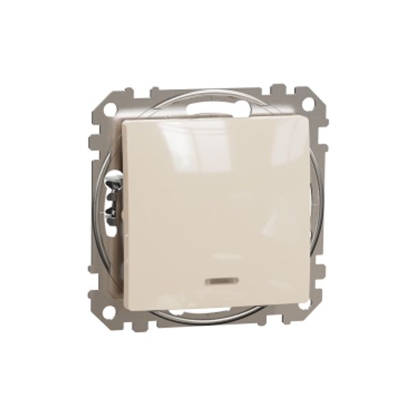 Sedna Design & Elements, 1-way switch 10AX Blue Locator LED, professional, beige image 3