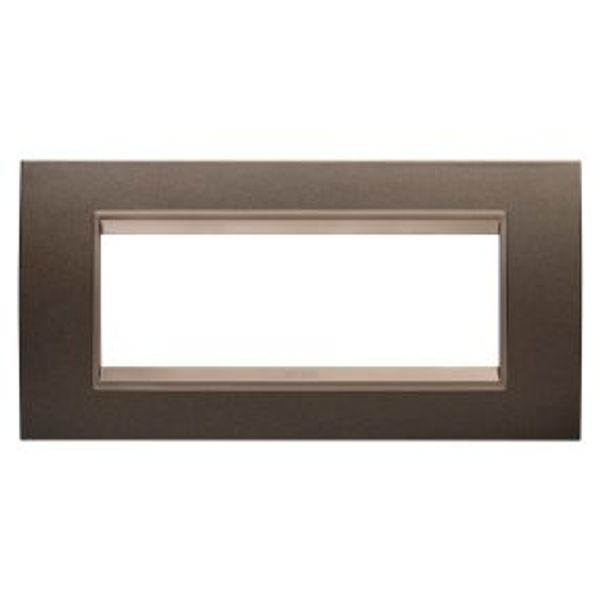 LUX PLATE - IN METAL - 6 MODULES - ANODIC BROWN - INNER FRAME MATT DARK BRONZE - CHORUSMART image 1