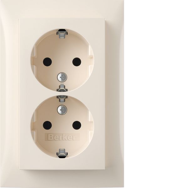 Double socket SCHUKO with Coverplate high, S.1 w gl image 1