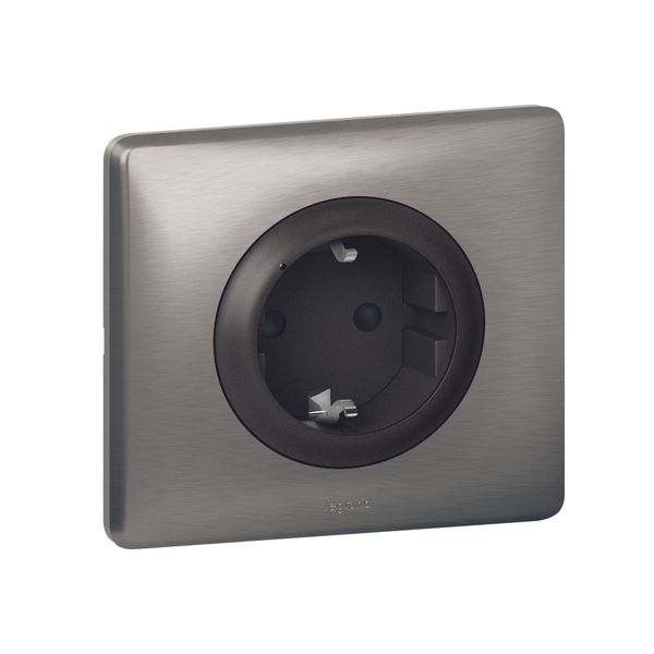 IN WALL CONNECTED POWER OUTLET SCHUKO STANDARD AUTO TERMINALS 16A GRAPHITE image 1