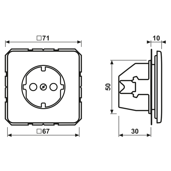 SCHUKO Steckdose, 16 A 250 V ~, integrierter erhöhter Berührungsschutz, SAFETY+, Duroplast, Serie CD, schwarz image 2