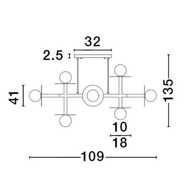 Brass Gold Metal Opal Glass LED G9 8x5 Watt 230 Volt IP20 Bulb Excluded L: 109 W: 41 H1: 57 H2: 135 cm Adjustable height image 1