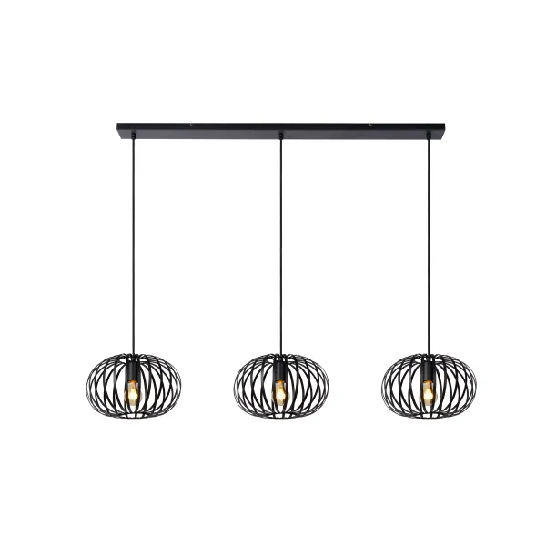 Lucide MANUELA - Pendant light - 3xE27 - Black image 1