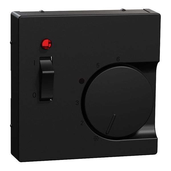 Central plate for room temperature controller insert with switch, matt black, system M image 1