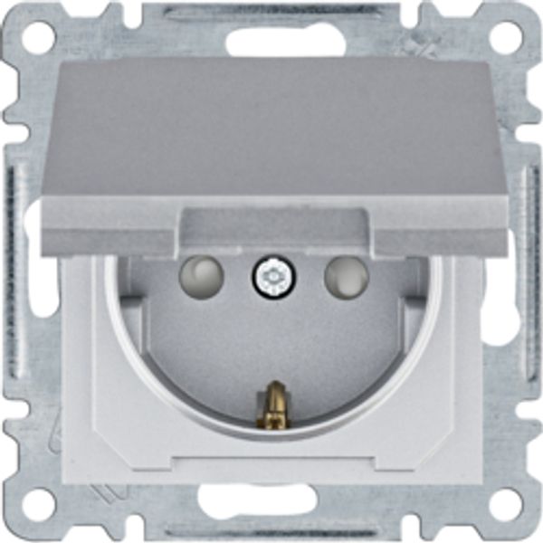 SCHUKO socket + cover + PRCC silver image 1