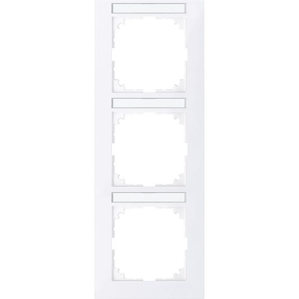 M-Pure frame, 3-fold with label holder, vertical installation, active white, image 1