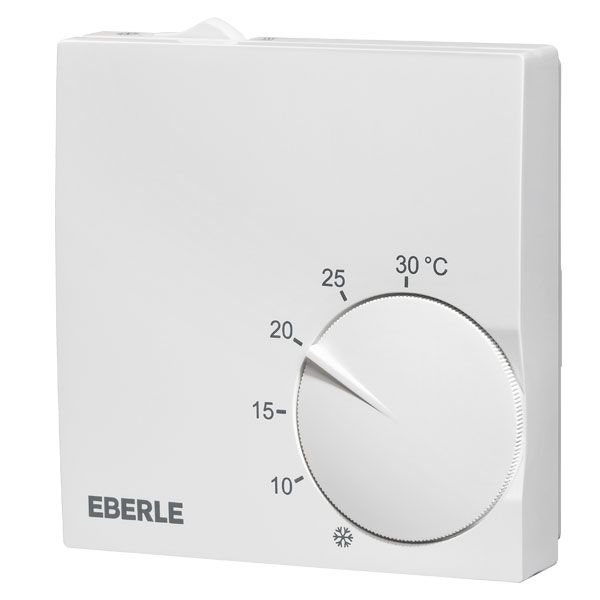 Active white room controller extra flat, 5-30C, AC 230V, 1 changeover contact, 5/5 A, heating/cooling switch, RAL 9016 image 1