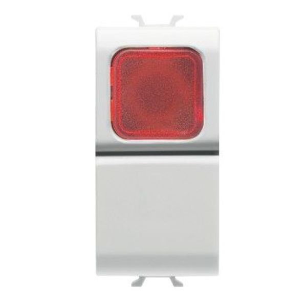 PUSH-BUTTON 1P 250V ac - NO 16A -  RED DIFFUSER - 1 MODULE - SATIN WHITE - CHORUSMART image 1