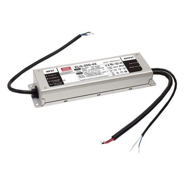 ELG-200-24B-3Y Led driver, IP67 201,6W, 24V, 8,4A CV+CC ,dimmable +PE, MEAN WELL image 1