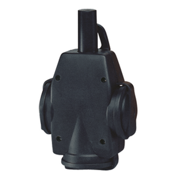 SCHUKO solid rubber suspended triple-connector, black image 1