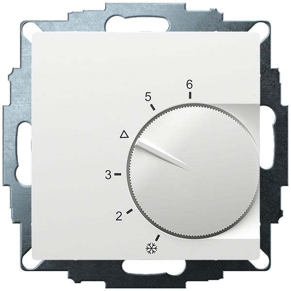 UP room controller, RAL9016 glossy 55x55, 5-30C, AC 230V, output contactless via triac, switchable 5 actuators each 3W image 1