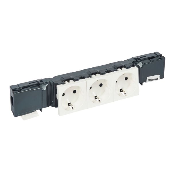 Socket Mosaic -3x2P+E -instal on trunking -automatic term + cable grip -standard image 2