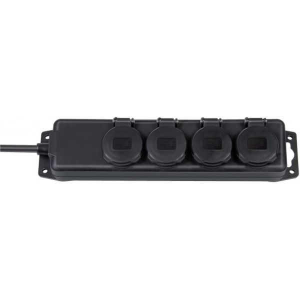 Extension socket IP44 4-way black 2m H07RN-F 3G1,5 image 1