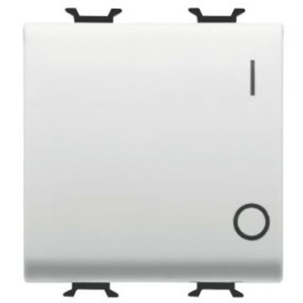 ONE-WAY SWITCH 2P 250V ac - 16AX - NEUTRAL BUTTON - SYMBOL 0/1 - 2 MODULES - SATIN WHITE - CHORUSMART image 1