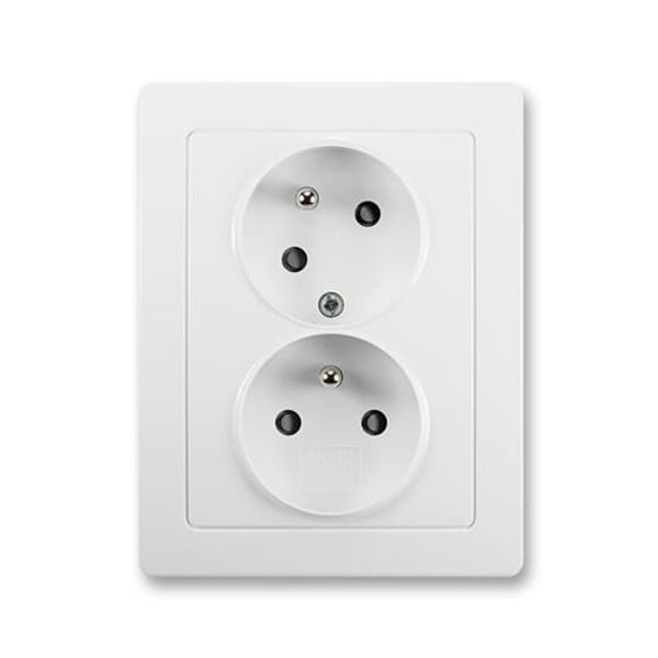 5513J-C02357 B1 Double socket outlet with earthing pins, shuttered, with turned upper cavity image 1