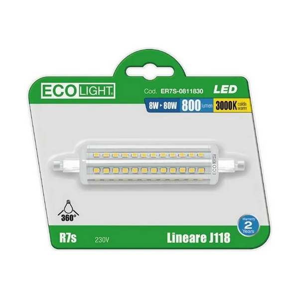 LED Bulb R7S 118mm 8W 3000K 800Lm ECOLight image 1