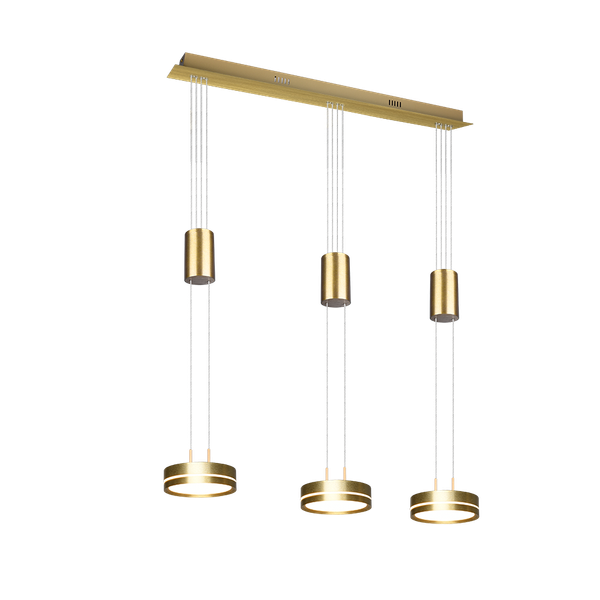 Franklin LED pendant 3-pc matt brass image 1