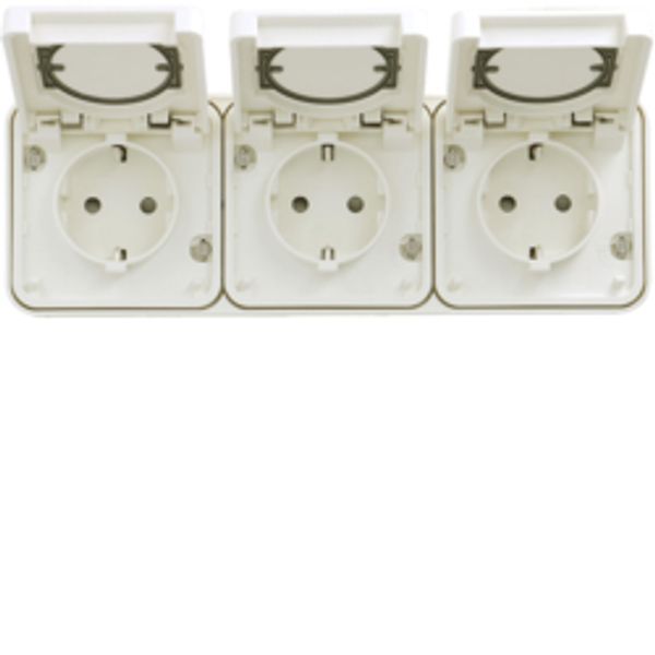 CUBYKO SOCKET WALL TRIPLE HORIZONTAL IP55 WHITE image 1