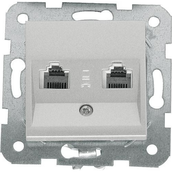 Novella-Trenda Silver Two Gang Num Phone Socket (2xCAT3) image 1