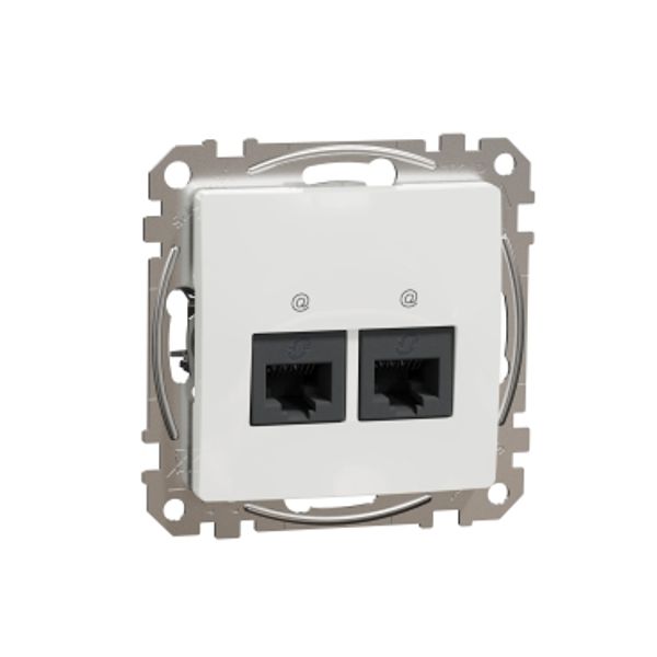 Double DATA Outlet CAT 6A UTP, Sedna Design & Elements, RJ45, White image 3