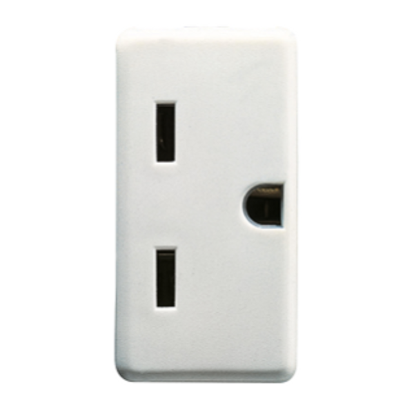 USA STANDARD SOCKET-OUTLET 250/125V ac - 2P+E 15A 250V - FLAT ALLIGNED VERTICAL PLUG - 1 MODULE - SYSTEM WHITE image 1