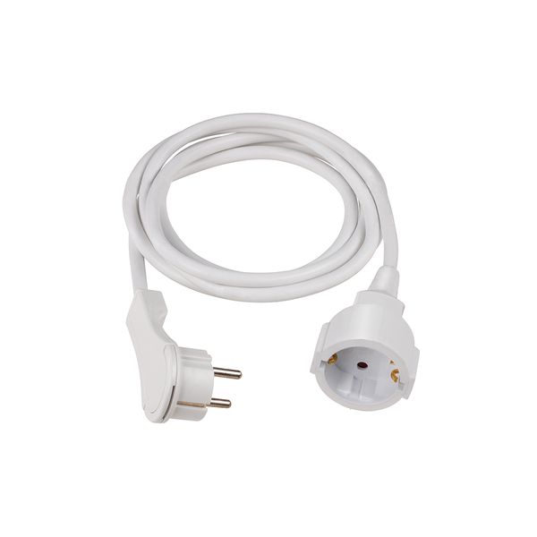 PVC Cable extension 5m H05VV-F 3G1,5 white with flat plugin polybag with label image 1