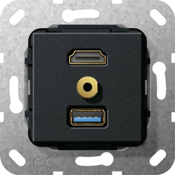 HDMI USB 3.0 A m-jack break.cab. Insert black m image 1