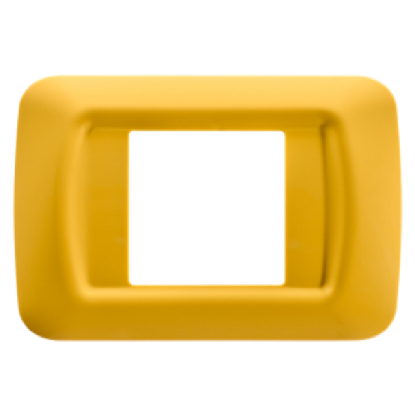 TOP SYSTEM PLATE - IN TECHNOPOLYMER GLOSS FINISHING - 2 GANG - CORN YELLOW - SYSTEM image 2