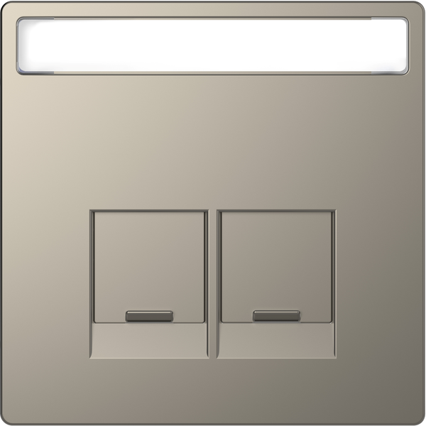 Cen.pl. 2-gng w. label field f. Schneid. Elect. RJ45-Connctr. nickel,Sys.Des image 4