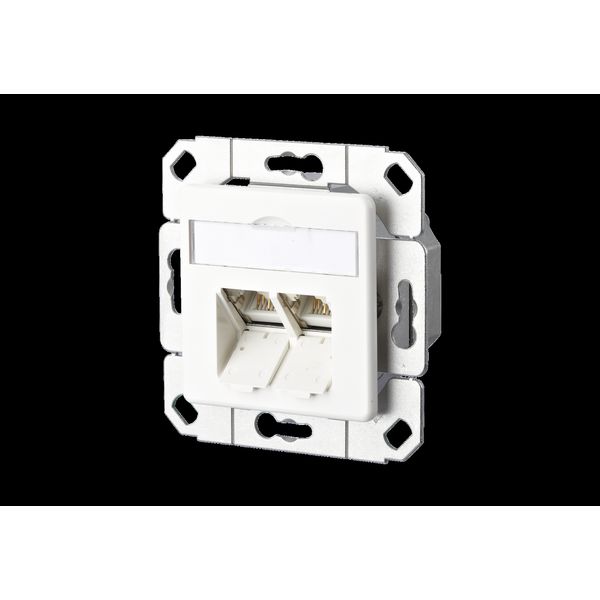 E-DAT C6A 2 Port flush mounted trunking installation pure white image 2