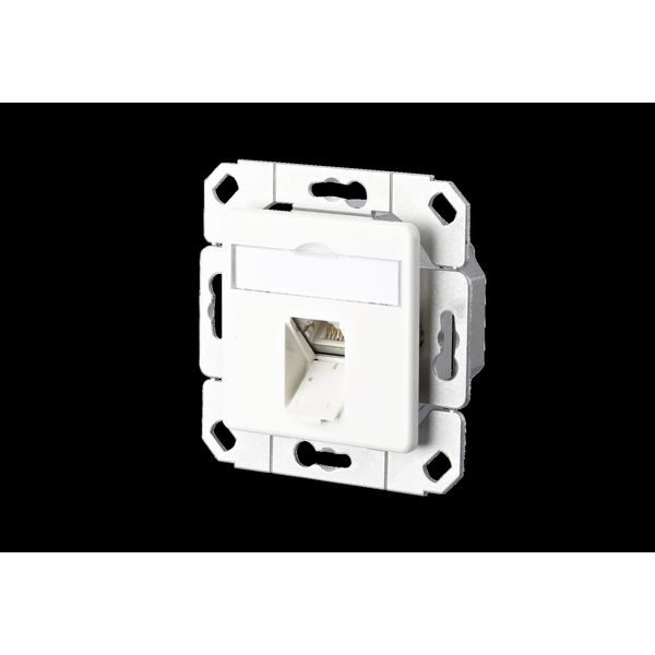 E-DAT C6A 1 port flush mounted trunking installation pure white image 2