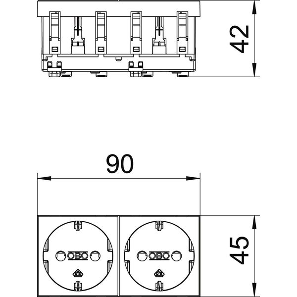 STD-D0 AL2 Socket 0°, double protective contact 250V, 10/16A image 2