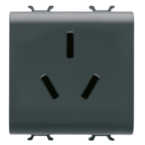 CHINESE STANDARD SOCKET-OUTLET 250V ac - 2P+E 16A - 2 MODULE - SATIN BLACK - CHORUSMART image 1