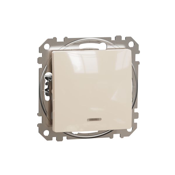 Sedna Design & Elements, 2-way switch 16AX Blue Locator LED, beige image 4