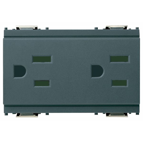 Two 2P+E 15A127V USA SICURY outlets grey image 1