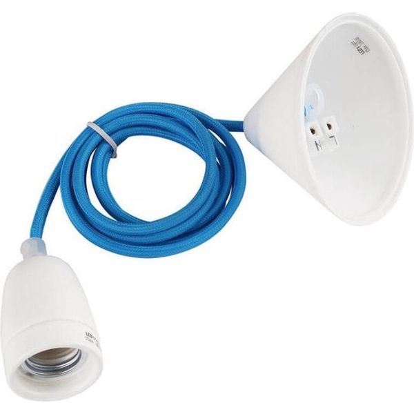 Lampholder E27 Design set with Textile cabel blue SHADA + LEDmaxx image 1