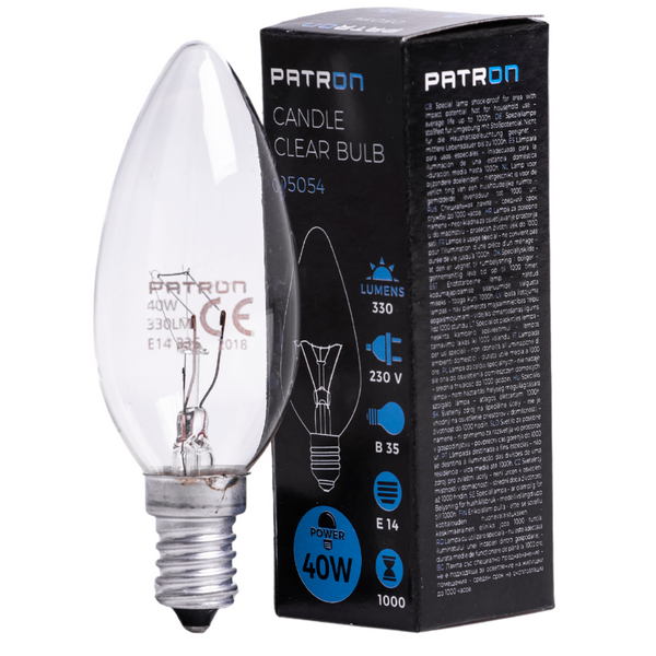 Incandescent Bulb E14 40W B35 230V CL Patron image 1