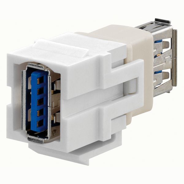 USB-A Keystone-Modul, reinweiß (ähnlich RAL 9010), für Montageadapter KMK-MA Up und andere Einbauadapter image 1