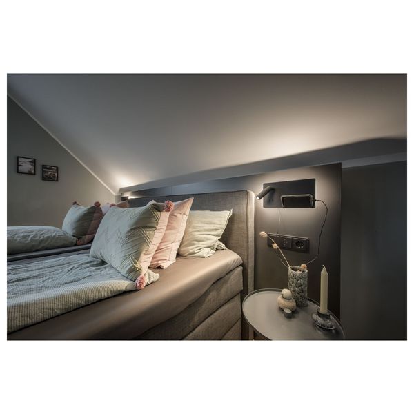 SOMNILA SPOT, indoor LED surface-mounted wall light 3000K black version left incl. USB connection image 2