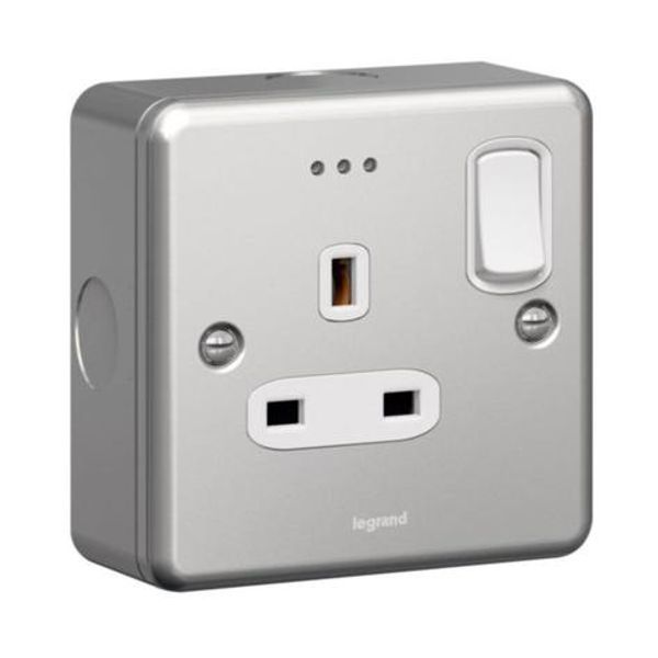 Synergy™ - Double pole socket outlet - 1 gang switched + Led - 13 A 250 V~ - metalclad image 1