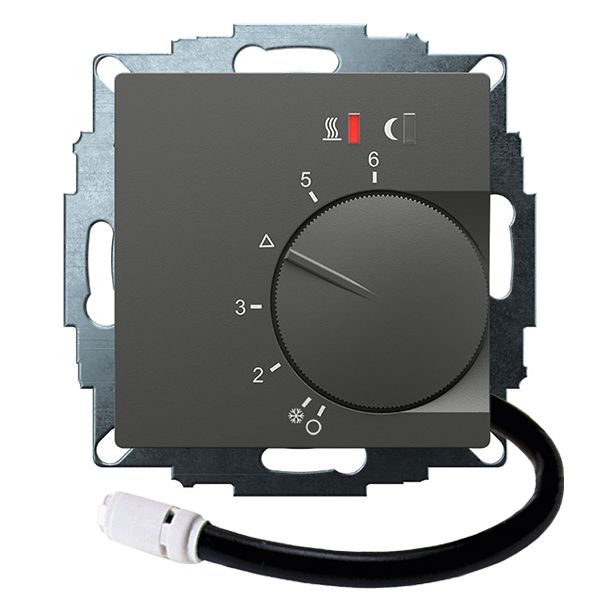 UP controller 5-30C with limiter function. 10-40C, anthracite 55x55, AC 230V, 16 A 1 NO contact, PWM / 2 point control, switch, TA, display, sensor image 1