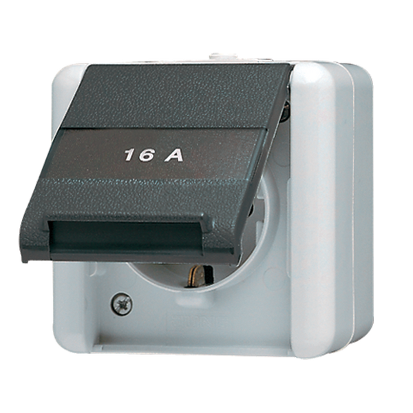 SCHUKO® socket with hinged lid and insc. 820KINAW image 1