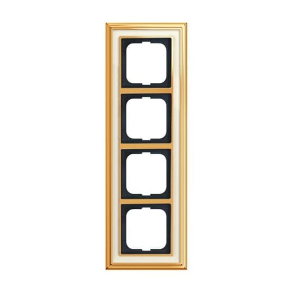 1725-838 Cover Frame Busch-dynasty® polished brass ivory white image 2