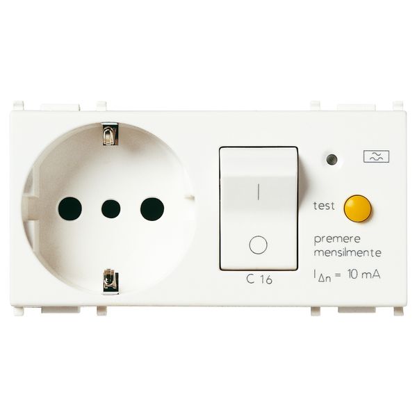 2P+E 16A P30 outlet +C16 RCBO white image 1