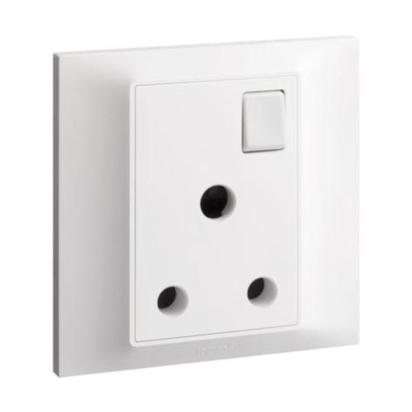 Belanko S - 1 gang single pole BS switched socket outlet + neon - 15A - White image 1