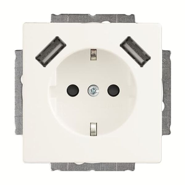 20 EUCB2USB-884-500 Socket insert Protective contact (SCHUKO) with USB AA studio white matt - 63x63 image 1