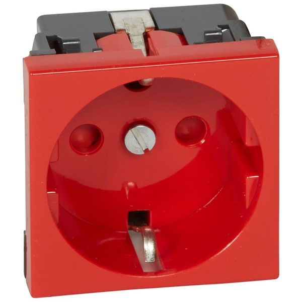 Socket outlet Mosaic - German std - 2P+E screw term. - 2 mod - red tamperproof image 2